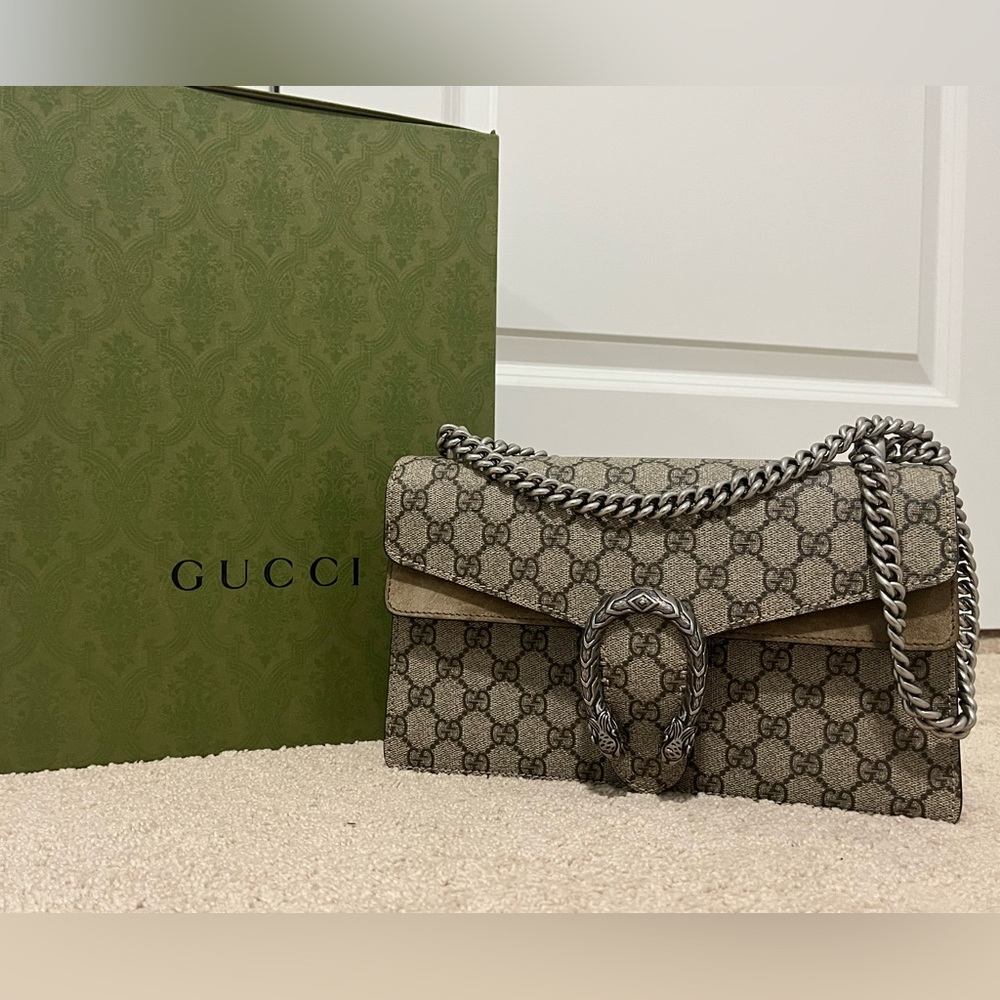 GG Supreme and black suede Dionysus GG small shoulder bag